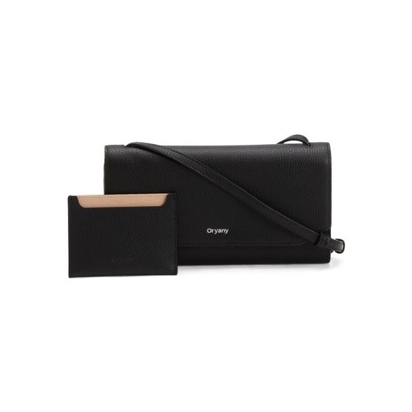 ORYANY Womens Leather Mandy Gift Set Crossbody & Removable Card Case Solid Black - Picture 2 of 15